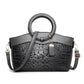 Vegan Leather Reptile Embossed Handbag with Crossbody Strap