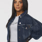 Cropped Chain Link Denim Jacket