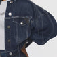 Cropped Chain Link Denim Jacket