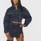 Cropped Chain Link Denim Jacket