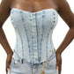 Rain on Me Denim Corset - Medium Wash