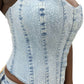 Rain on Me Denim Corset - Medium Wash