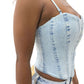 Rain on Me Denim Corset - Medium Wash