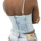 Rain on Me Denim Corset - Medium Wash
