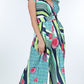 Ruffle Sleeve Surplice Bold Print Jumpsuit - Xtreme Shopper