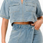 Trendy Cropped Denim Shirt And Skort Set - Xtreme Shopper