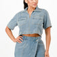 Trendy Cropped Denim Shirt And Skort Set - Xtreme Shopper