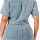 Trendy Cropped Denim Shirt And Skort Set - Xtreme Shopper