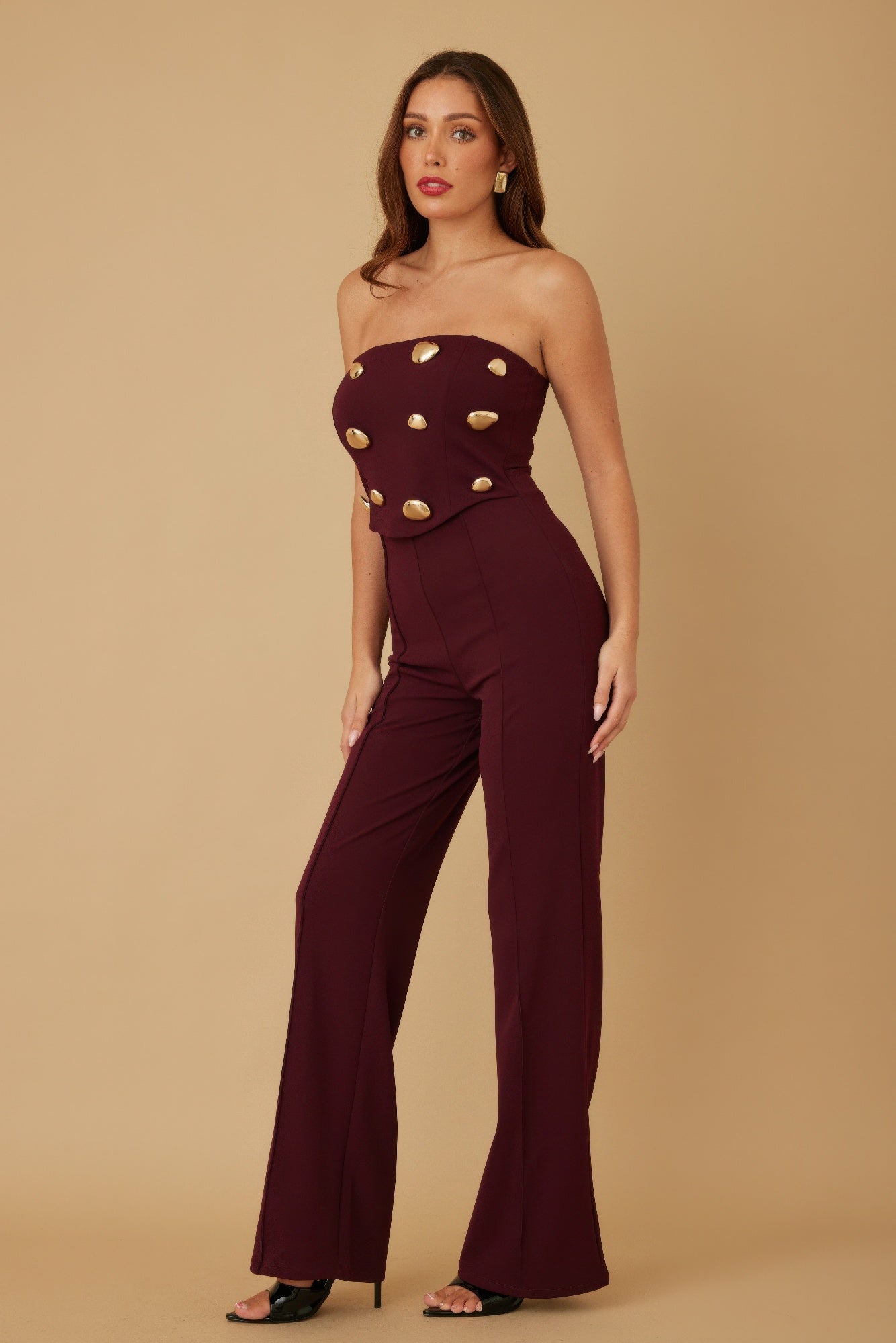 Multi Flat Mirror Stone Evening Party Jumpsuit - Xtreme Shopper