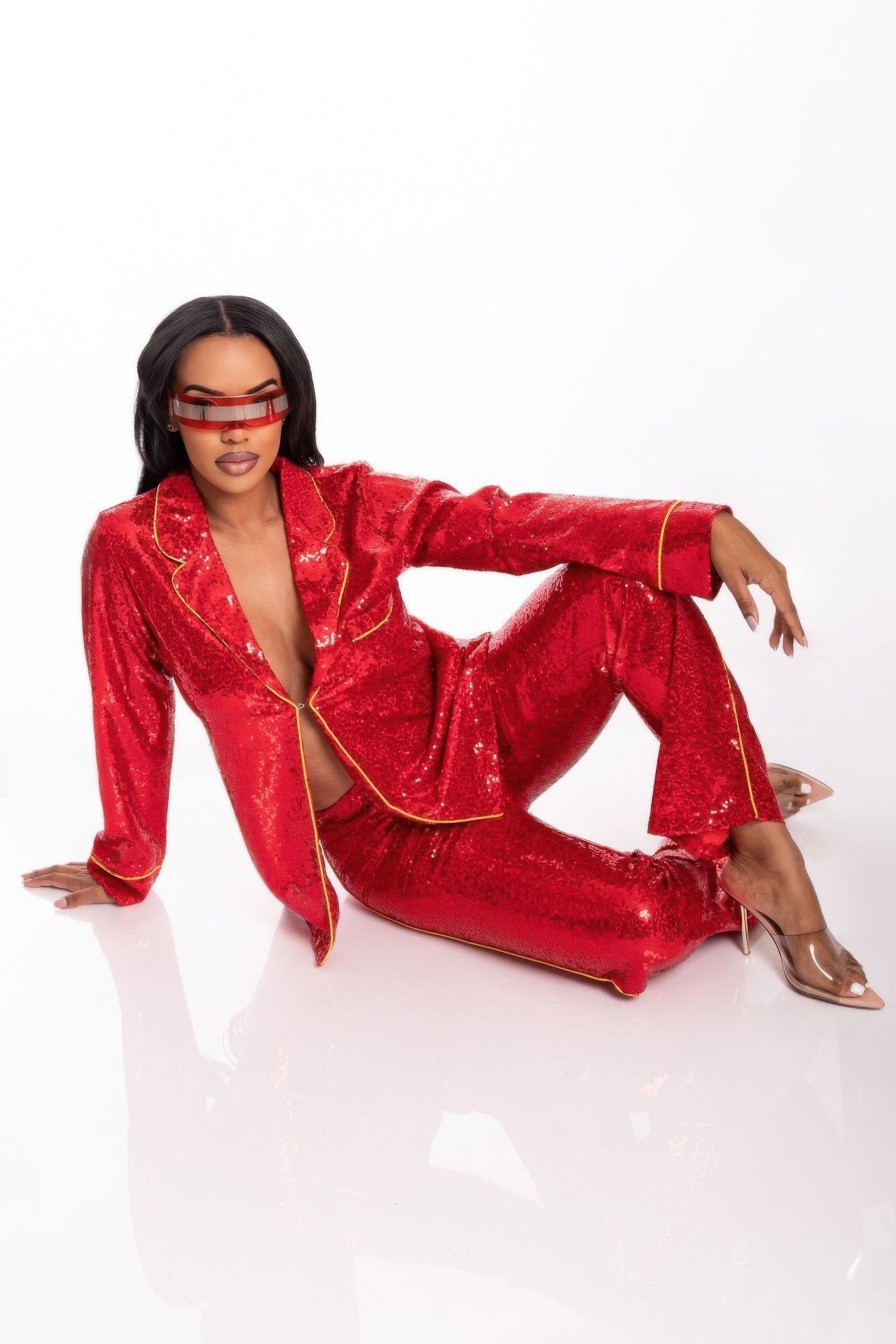 Party Sequin Top and Wide Leg Pants Two Piece Set - Xtreme Shopper