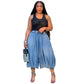 Trendy Cropped Wide Leg Denim Pants