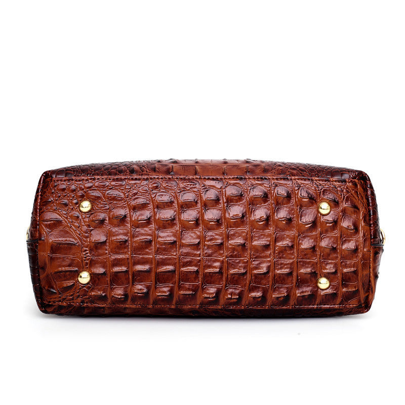 Vegan Leather Reptile Embossed Handbag with Crossbody Strap
