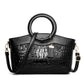 Vegan Leather Reptile Embossed Handbag with Crossbody Strap
