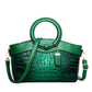Vegan Leather Reptile Embossed Handbag with Crossbody Strap
