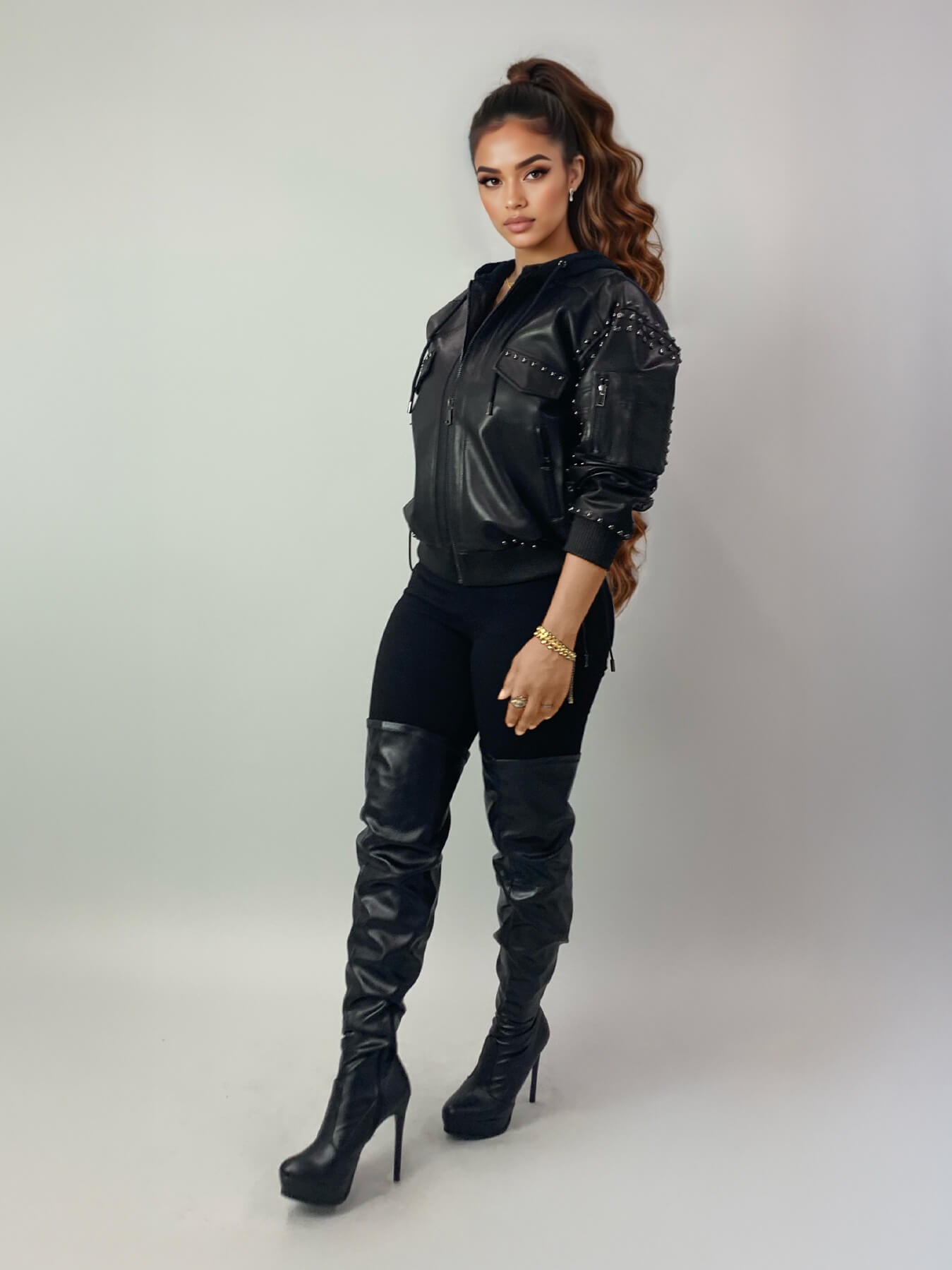 Trendy Leather Bomber Moto Jacket