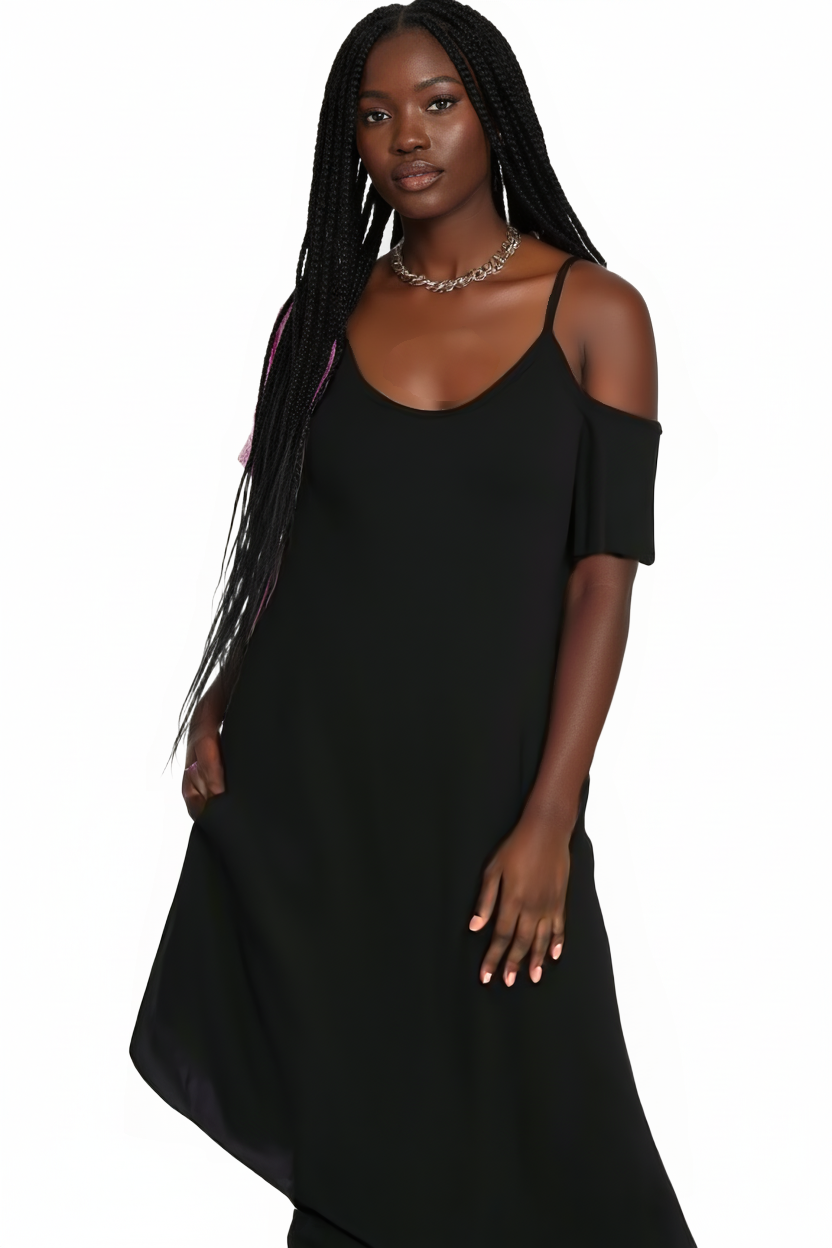 Boho Soft and Stretchy Bamboo Cold Shoulder Maxi Dress