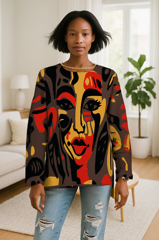 A Little Abstract Afrocentric Crewneck Women's Sweater