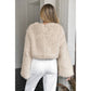 Solid Faux Fur Back Hidden Zipper Cropped Pullover Coat - Xtreme Shopper
