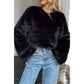 Solid Faux Fur Back Hidden Zipper Cropped Pullover Coat - Xtreme Shopper