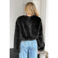 Solid Faux Fur Back Hidden Zipper Cropped Pullover Coat - Xtreme Shopper