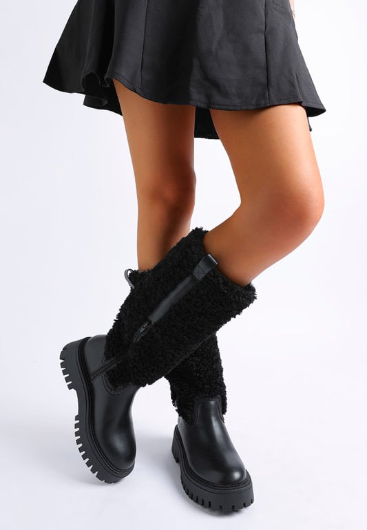 Lapland Fur Detail Calf Length Boots - Xtreme Shopper