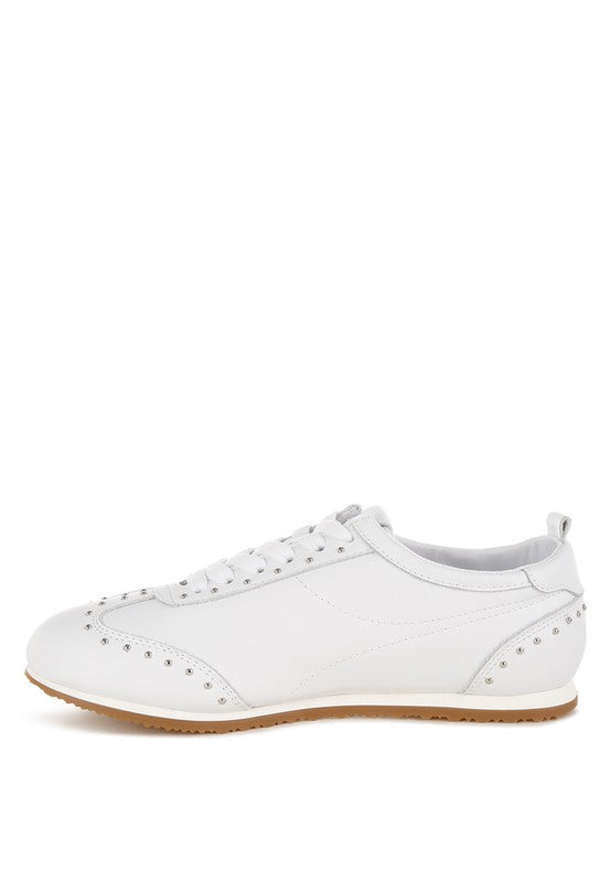 Odaya Studded Real Soft Leather Sneakers - Xtreme Shopper