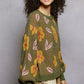 POL Floral Pattern Round Neck Balloon Sleeve Wool Blend Sweater - Xtreme Shopper