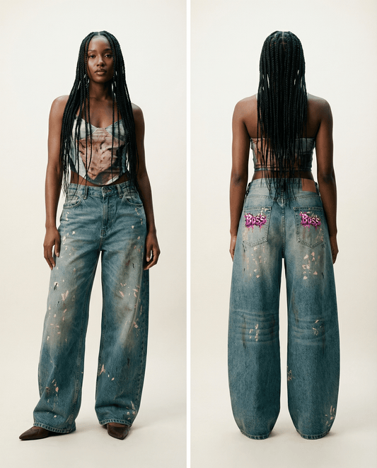 The Boss Hand-Painted Loose Distressed Streetwear Jeans - Xtreme Shopper