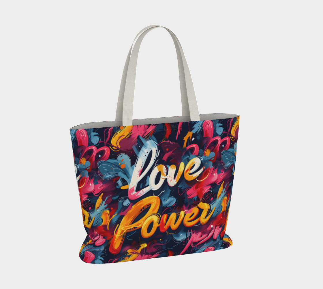 Love Power Premium Large Heavyweight Canvas Shopping Tote Bag