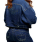 Cropped Chain Link Denim Jacket