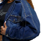 Cropped Chain Link Denim Jacket