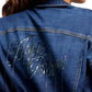 Cropped Chain Link Denim Jacket