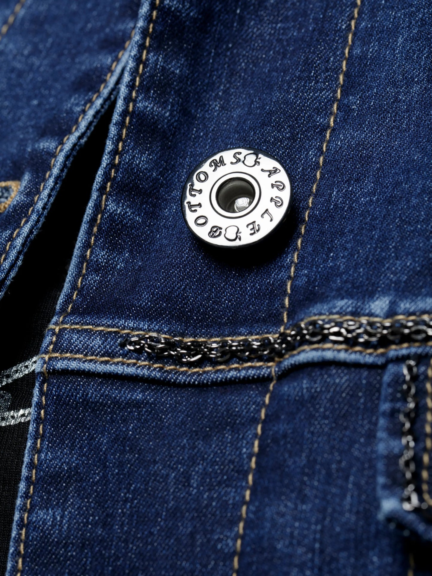Cropped Chain Link Denim Jacket