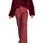 Low Rise Wide Leg Leather Look Jean - Red Delicious