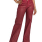 Low Rise Wide Leg Leather Look Jean - Red Delicious