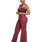 Low Rise Wide Leg Leather Look Jean - Red Delicious