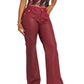 Low Rise Wide Leg Leather Look Jean - Red Delicious