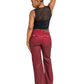 Low Rise Wide Leg Leather Look Jean - Red Delicious