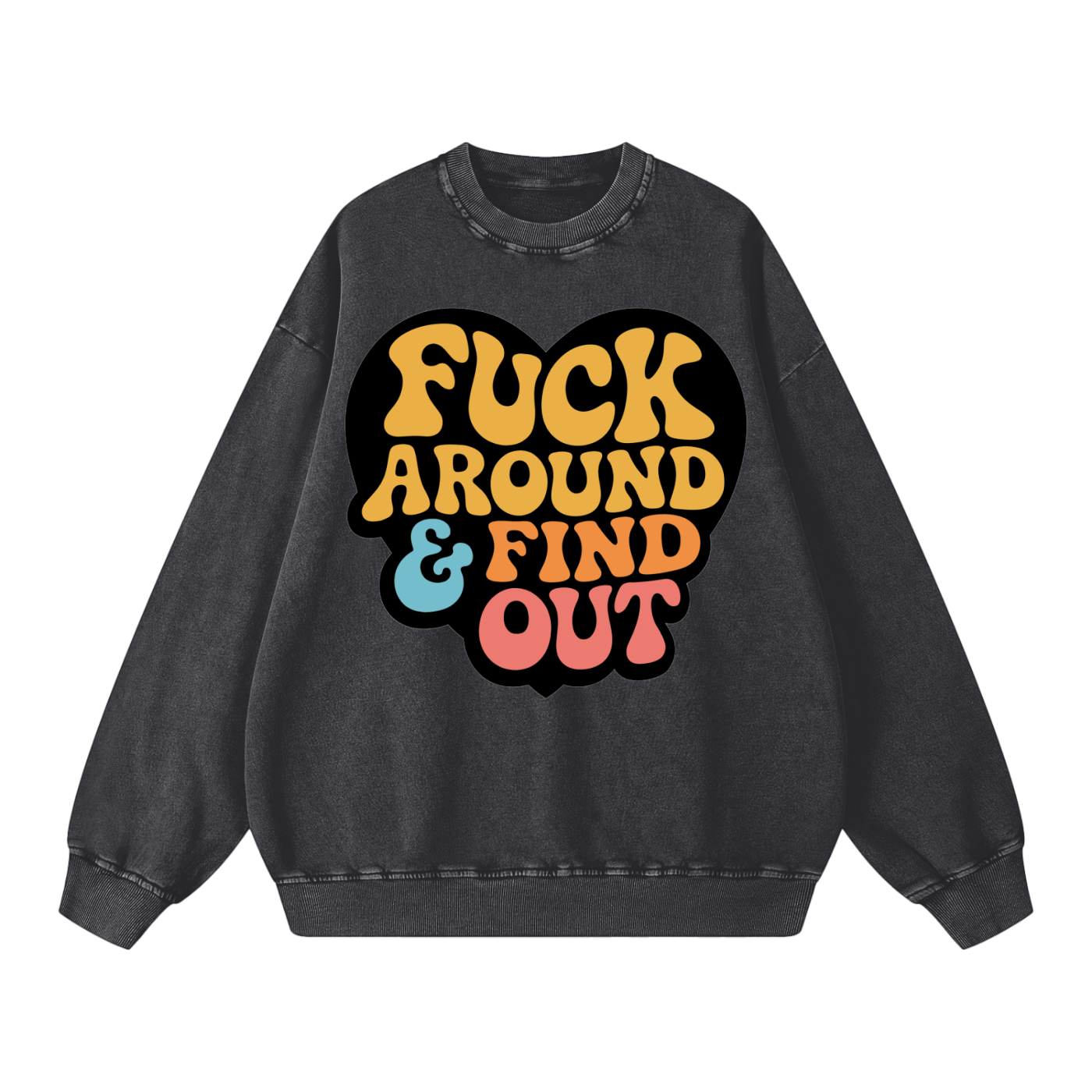 FAFO Graphic Art Snow Washed Oversized Unisex Streetwear Sweatshirt
