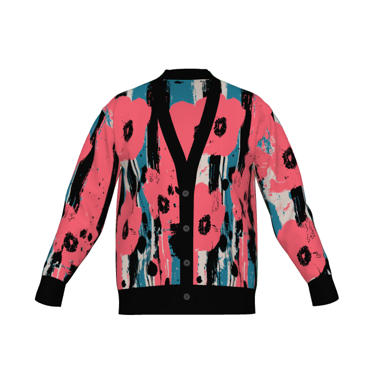 Flowers Everywhere Abstract Art Floral Cardigan Sweater - Xtreme Shopper