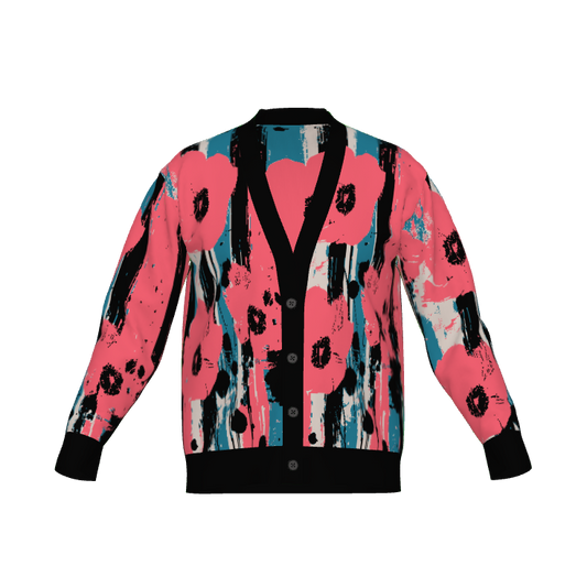Flowers Everywhere Abstract Art Floral Cardigan Sweater - Xtreme Shopper