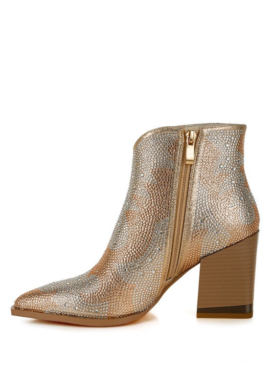 Mugler Rhinestones Embellished Western Ankle Boots - Xtreme Shopper