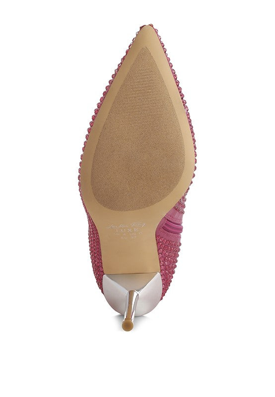 Orymple Shiny Rhinestone Studded Calf Boots - Xtreme Shopper