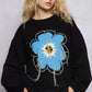 POL Floral Pattern Round Neck Sweater with Exposed Stitching - Xtreme Shopper