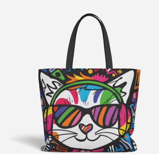 Cool Kitty Premium Large Heavyweight Canvas Shopping Tote Bag