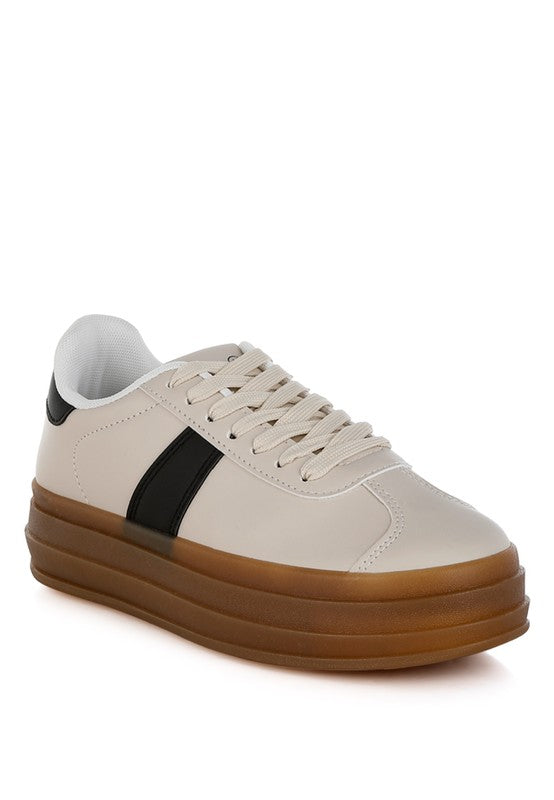 Knockout Faux Leather Lace-Up Platform Sneakers - Xtreme Shopper