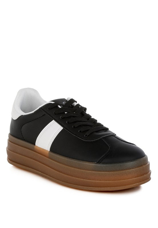 Knockout Faux Leather Lace-Up Platform Sneakers - Xtreme Shopper