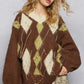 POL V-Neck Argyle Pattern Mohair Sweater with Contrast Exposed Stitch Detail - Xtreme Shopper