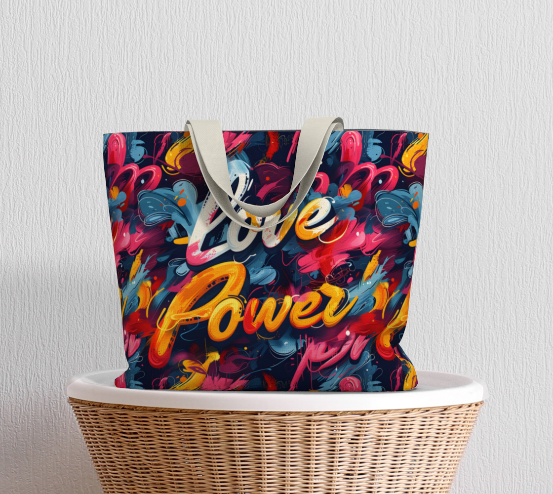 Love Power Premium Large Heavyweight Canvas Shopping Tote Bag