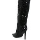 Sitarah Sequin Embellished Stiletto Long Boots - Xtreme Shopper